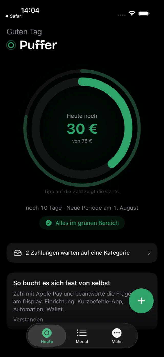 Puffer im dunklen Modus