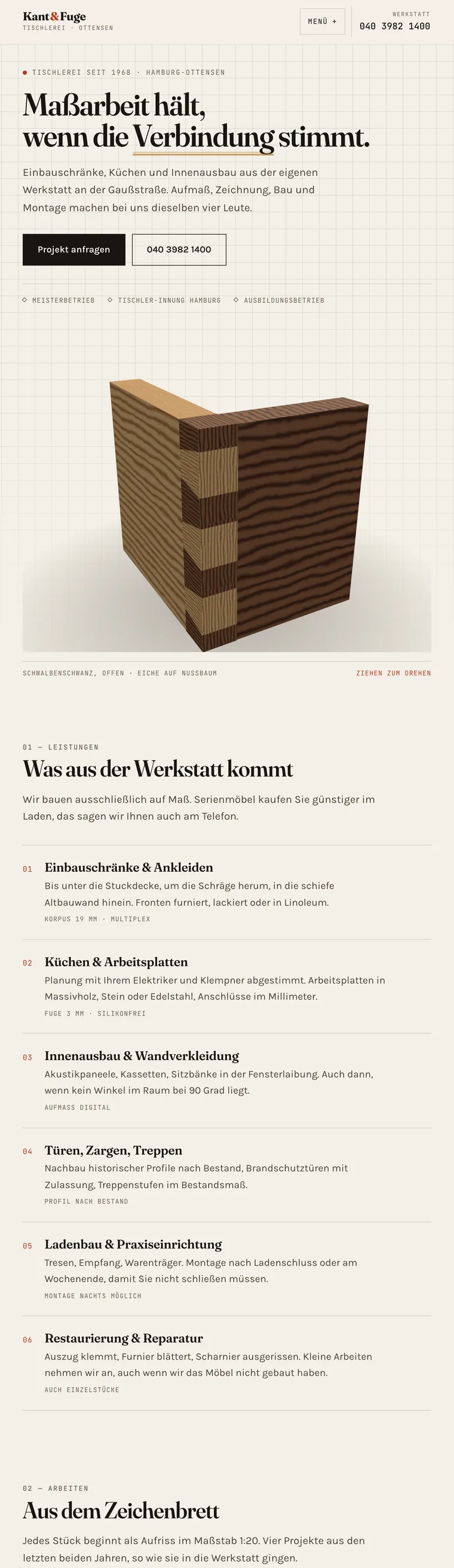 Kant & Fuge, Tischlerei